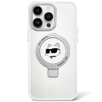 Funda Karl Lagerfeld KLHMP15LHMRSCHH iPhone 15 Pro 6.1" blanco/blanco durocase Anillo Soporte Choupette Cabeza MagSafe Case