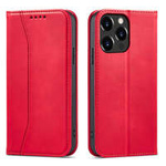 Magnet Fancy Case Case para iPhone 13 Pro Max Pouch Card Wallet Card Stand Red