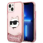 Funda Karl Lagerfeld iPhone 14 Plus 6.7" rosa/rosa durocase Glitter Choupette Head