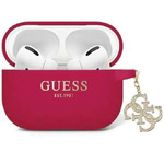 Guess GUAP2LECG4M Housse AirPods Pro 2 violet/magenta Liquid Silicone Glitter Triangle Charm