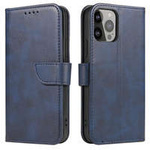 Magnet Case étui pour iPhone 14 Pro Max flip cover portefeuille support bleu