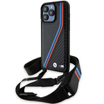 Coque Bmw Bmhcp15l23psvtk IPhone 15 Pro 6.1" Black/Black Hardcase M Edition Carbon Tricolor Lines &amp; Strap Case