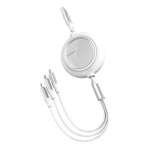 Câble USB 3in1 Baseus Bright Mirror, micro USB / Lightning / USB-C, plat, 3,5A, 1,2m (blanc)