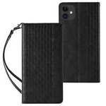 Magnet Strap Case pour iPhone 13 mini cover wallet + mini lanière pendentif noir