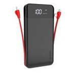 Dudao 2x USB power bank 10000mAh 2A intégré câble 3in1 Lightning / USB Type C / micro USB 3A noir (K1A noir)