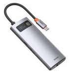 Baseus Metal Gleam 6en1 HUB multifonctionnel USB Type C - Alimentation USB Type C 100 W / HDMI 4K 30 Hz / 3x USB 3.2 Gen 1 / RJ45 1 Gbps (CAHUB-CW0G)