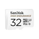Carte mémoire SanDisk 32GB microSDHC High Endurance V30 + adaptateur