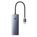 Hub Baseus UltraJoy Series Lite 4-Port (USB do USB 3.0*3+RJ45*1+USB-C 5V) (szary)