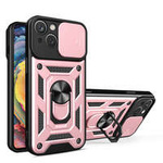Coque Hybrid Armor Camshield avec support et étui pour appareil photo pour iPhone 15 Plus - Rose