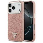 Etui Guess Glitter Triangle Logo MagSafe do iPhone 17 Pro różowy
