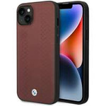 Coque BMW BMHCP14S22RFGR iPhone 14 6.1" bordeaux/brun Cuir Diamond Pattern