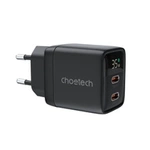Choetech PD6051 USB-C USB-C PD 35W GaN chargeur mural avec écran - noir