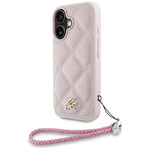 Etui Karl Lagerfeld Quilted Initial Logo & Chain Strap do iPhone 16 różowy