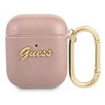 Coque GUESS Apple AirPods Saffiano Script Metal Collection Pink Case