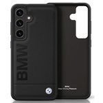 Coque BMW Leather Big Wordmark pour Samsung Galaxy S25+ noir