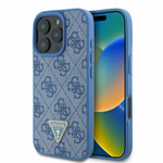 Etui Guess iPhone 16 Pro 6.3" niebieski/blue hardcase Leather 4G Triangle Strass MagSafe