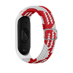 Beline pasek Mi Band 3/4 Textilered/white  czerwony/biały
