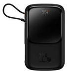 Baseus à affichage numérique Baseus Qpow avec charge rapide 10000mAh 22.5W QC/PD/SCP/FCP avec câble USB-C intégré noir