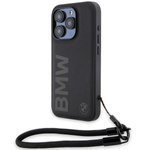 Coque Bmw Bmhcp15x23rmrlk IPhone 15 Pro Max 6.7" Noir/noir Hardcase Signature Leather Wordmark Cord Case