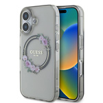 Etui Guess iPhone 16 6.1" czarny/black hardcase IML Flowers Wreath MagSafe
