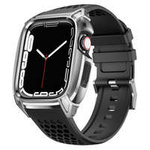 Kingxbar CYF148 Bracelet 2 en 1 pour Apple Watch Ultra, SE, 8, 7, 6, 5, 4, 3, 2, 1 (49, 45, 44, 42 mm) avec boîtier intégré en acier inoxydable Argent