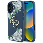 Etui Guess Grained Roses Big 4G logo do iPhone 16 niebieski