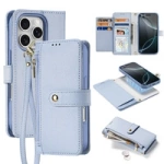 Dux Ducis Lawa Lederhülle für iPhone 16 Pro Max mit abnehmbarer magnetischer Brieftasche - Blau