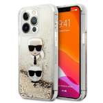 Coque KARL LAGERFELD Apple iPhone 13 Pro Max Liquid Glitter Karl&amp;Choupette Head Gold Hardcase