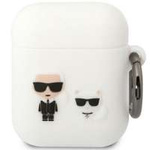 Karl Lagerfeld KLACA2SILKCW AirPods 1/2 housse blanc/blanc Silicone Karl &amp; Choupette