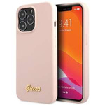 Guess GUHCP13XLSLMGLP iPhone 13 Pro Max 6.7" rose pâle/rose pâlecase Silicone Script Gold Logo