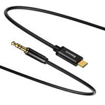 Câble audio stéréo AUX Baseus mini jack 3,5 mm - USB Type C pour smartphone 120cm noir (CAM01-01)