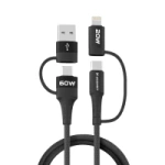 Câble Wozinsky WNBAA 4en1 2x USB-C 1x USB-A 1x Lightning 60W 1 m - noir