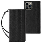 Étui à sangle magnétique pour iPhone 14 Flip Wallet Mini Lanyard Stand Noir