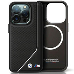Coque Bmw Bmhmp15s23pucpk IPhone 15 / 14 / 13 6.1" Black/black Hardcase Perforated Twisted Line MagSafe Case