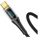 Kabel USAMS Shadow Series US-SJ591 PD    100W z wyświetlaczem USB-C do USB-C 2m czarny