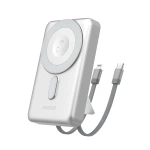 Powerbank Dudao K29 10000mAh PD 20W z MagSafe z metalową obudową, podstawką i wbudowanymi kablami USB-C/Lightning - srebrny