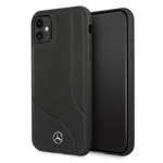 Coque MERCEDES Apple iPhone 11 Étui rigide en cuir perforé de couleur noire