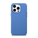 iCarer Litchi Premium Leather Case iPhone 14 Pro Étui en cuir magnétique avec MagSafe Bleu clair (WMI14220710-LB)