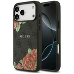 Etui Guess 4G Flowers Print MagSafe do   iPhone 17 Pro czarny