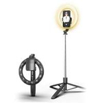  téléfono portable USAMS Support avec lampe trépied LED noir/noir ZB241ZJ01 (US-ZB241)