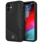 Coque MERCEDES Apple iPhone 12 Mini cuir perforé Zone noire Hardcase