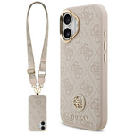 Etui Guess 4G Strass Logo & Big Strap Metal Buttons MagSafe do iPhone 17 różowy