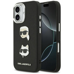 Etui Karl Lagerfeld FW Grained Karl &    Choupette Heads Pins & Logo do iPhone 17 czarny