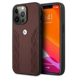 Coque BMW Apple iPhone 13 Pro Cuir Curve Perforé Rouge Hardcase