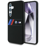 Coque BMW Silicone Middle Tricolor Stripes MagSafe pour Samsung Galaxy S25 noir