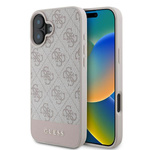 Etui Guess iPhone 16 Plus różowy/pink HC 4G PU Bottom Stripe