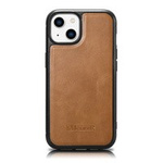 iCarer Leather Oil Wax avec couverture en cuir véritable pour iPhone 14 (compatible MagSafe) marron (WMI14220717-TN)