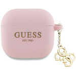 Guess GUA4LECG4P AirPods 4 cover          różowy/pink Silicone 4G Charm