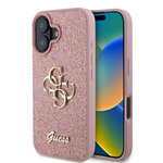 Etui Guess iPhone 16 6.1" różowy/pink hardcase Fixed Glitter Big 4G