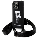 Coque Karl Lagerfeld KLHCP15XSCBSKNK iPhone 15 Pro Max 6.7" hardcase noir/noir Crossbody Silicone Ikonik Case